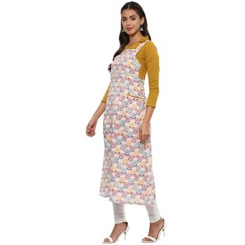 Womens Cotton Floral Print Long Dangri Dress - YASH GALLERY - 3205520