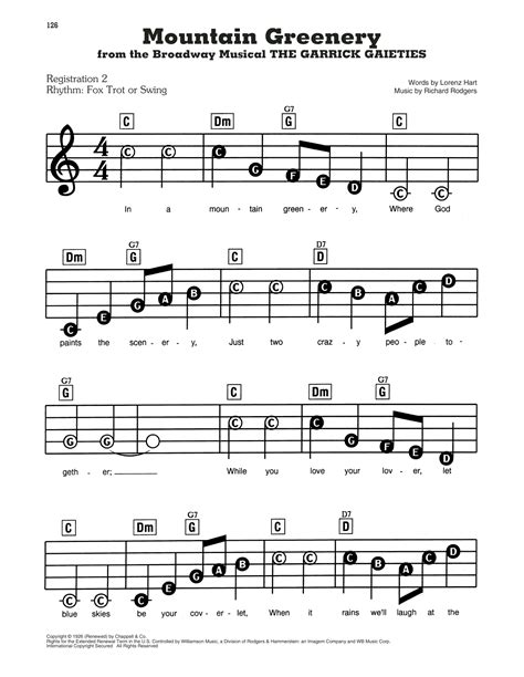 Mountain Greenery by Rodgers & Hart Sheet Music for E-Z Play Today at Sheet Music Direct