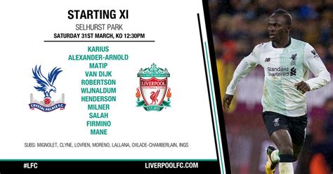 Liverpool starting Lineup vs Palace : r/FantasyPL