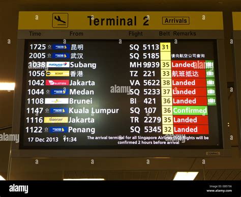 Singapore Changi airport timetable of flight information Stock Photo: 75718026 - Alamy