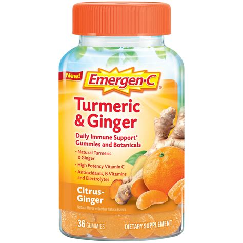 Emergen-C Citrus-Ginger Gummies Turmeric and Ginger Immune Support ...