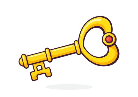 Cartoon illustration of golden key in heart shape 17647538 Vector Art ...