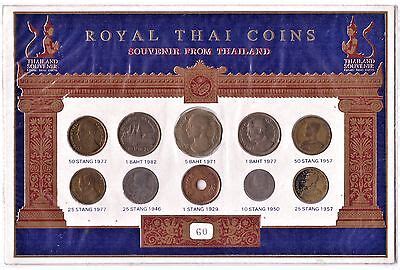 Royal Thai coins souvenir from Thailand. 10 Coins, 1929, 1946, 1950 ...