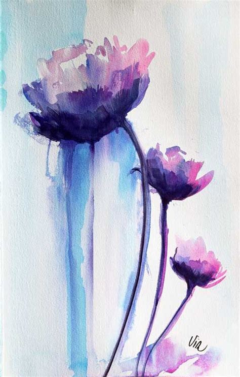 Fleur Trio - Aquarelle Virginie SCHROEDER Watercolor Flower Art ...