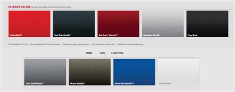 GMC Canyon Paint Codes and Color Charts