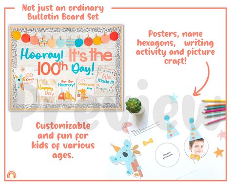 100 Days of School Bulletin Board & Interactive Classroom - Etsy