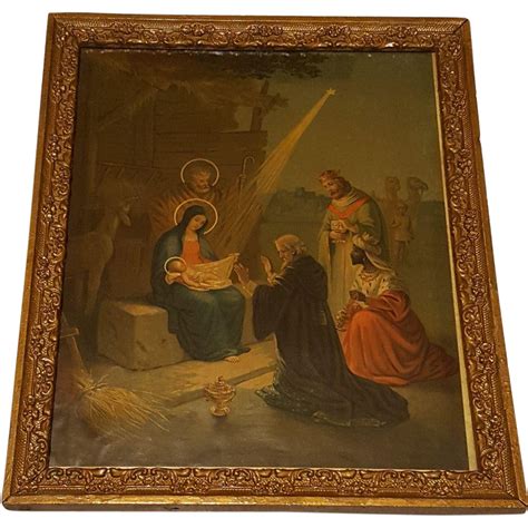 This is a large, beautiful,vibrant and colorful lithograph of the Nativity scene. The lithograph ...