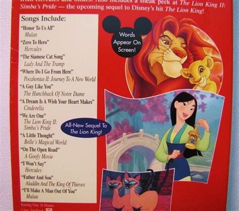 Walt Disney Sing Along Songs MULAN HONOR TO US ALL VHS VIDEO | eBay