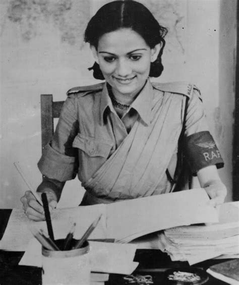 A portrait of Pvt. Begum Pasha Shah of the Allied Indian Women's Auxiliary Air Force on duty in ...