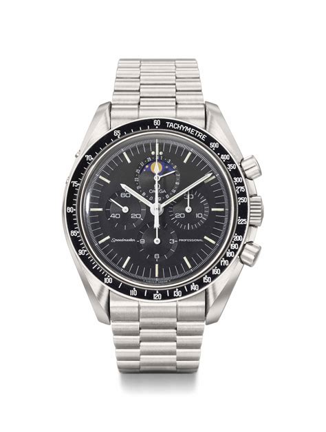 Omega. A Very Rare Stainless Steel Chronograph Wristwatch with Date, Moon Phases and Bracelet ...