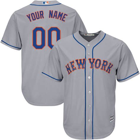 Men's Majestic New York Mets Customized Replica Grey Road Cool Base MLB ...