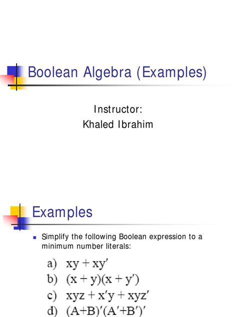 Boolean Algebra Examples