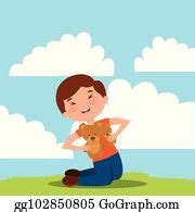 250 Kid Holding Toy Bear Playing Vector Illustration Clip Art | Royalty Free - GoGraph