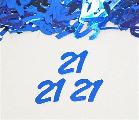 Blue Number 21 Confetti