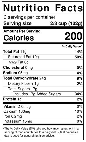 Vanilla Ice Cream Nutrition Label | Blog Dandk