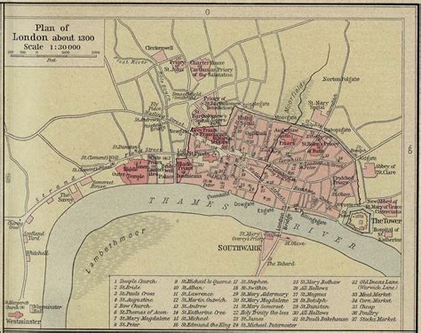 Map of London 1300