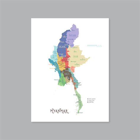 Myanmar Map, PRINTABLE Myanmar Provinces Map, Myanmar Capital State Map ...