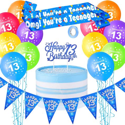 Buy 13th Birthday Decorations Set, Includes 12 Inches Teenager Birthday ...