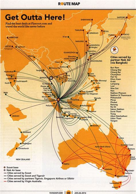 Scoot 2016 route map | Route map, Singapore airlines, Airlines