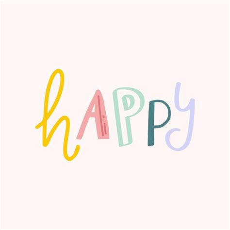 Word art vector happy doodle lettering colorful | free image by rawpixel.com / Aum Doodle ...