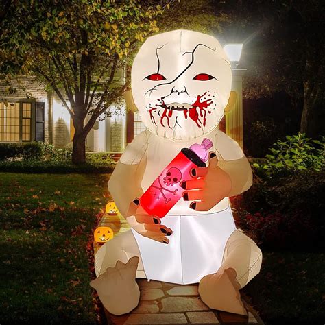 Amazon.com: 6 FT Tall Halloween Inflatables Zombie Baby with Bloody ...