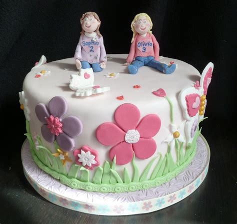 Twins Birthday Cake With Name And Photo - Bitrhday Gallery