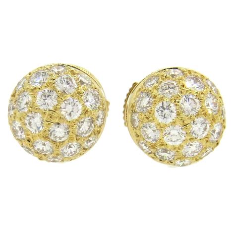 Cartier Pave Diamond Gold Stud Earrings at 1stdibs