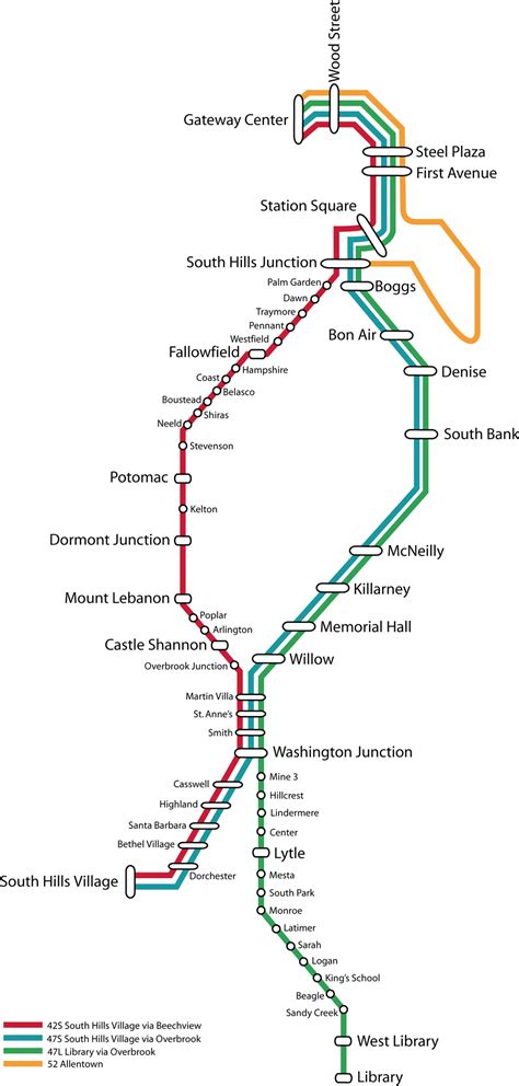 Pittsburgh Light Rail Map (metro) - MapSof.net