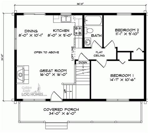 24X36 House Floor Plans with Loft | Log Home Floor Plans