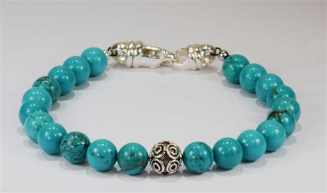 Turquoise Bead Bracelet~.925 Sterling Silver Clasp~8mm Beads ~ Custom Sizing
