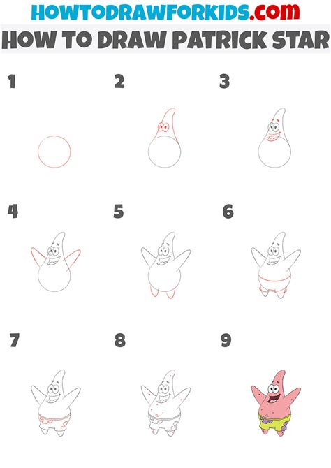 How to Draw Patrick Star - Easy Drawing Tutorial For Kids