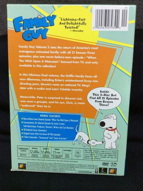 Family Guy Volume 2~ 3 Disc DVD Set~ Episodes 1-21~ Great Used Condition! - BND Treasure Chest