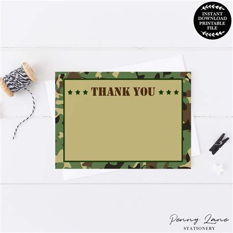 Army Thank You Card Military Thank You Card Camo | Etsy