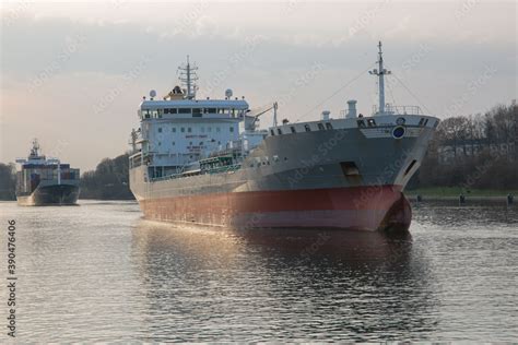 Cargo vessels transiting the Kiel canal Stock Photo | Adobe Stock