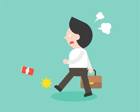 angry businessman walking and kick can, flat design character 464792 Vector Art at Vecteezy