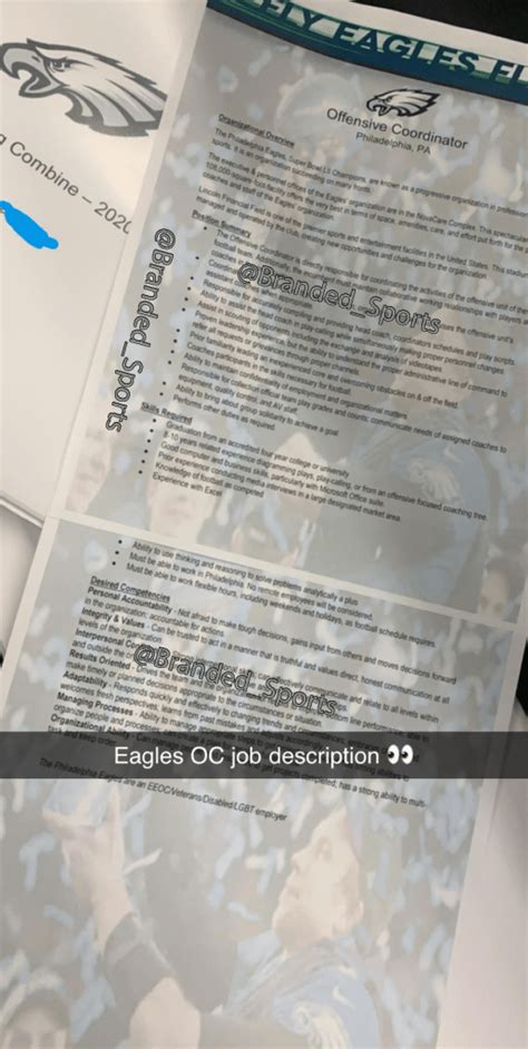 BREAKING: Leaked Snapchat of Eagles Offensive Coordinator Job Description Is a Doozy! – Branded ...