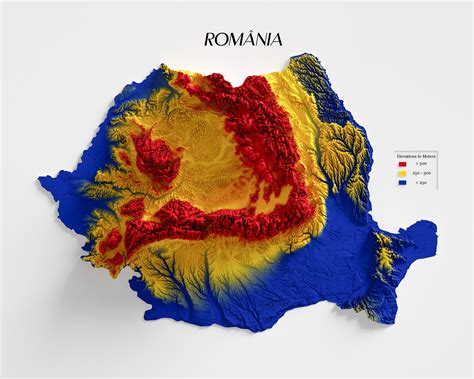 Harta romaniei cu formele de relief in culorile tricolorului : r/roddit