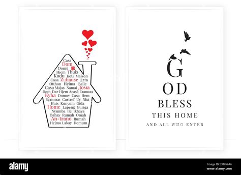 God bless this home and all who enter, vector. Wording design, lettering. Scandinavian ...