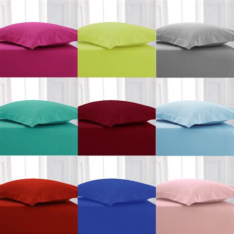 Plain Polycotton Fitted Bed Sheets Bed Linen in Colors All Sizes – LinenStar