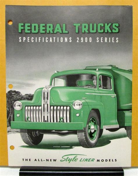 1952 Federal Truck Model 2901 2902 2904 Sales Brochure & Specifications