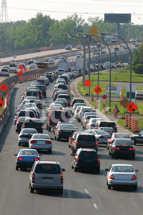 Smoggy Traffic On Highway In Construction Stock Photo | Royalty-Free ...