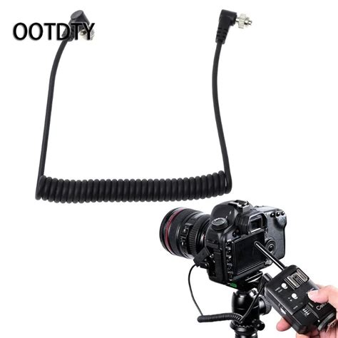 OOTDTY Camera Flashes Accessories M M PC Sync Cord Male To Male Flash Spring Cable With Screw ...