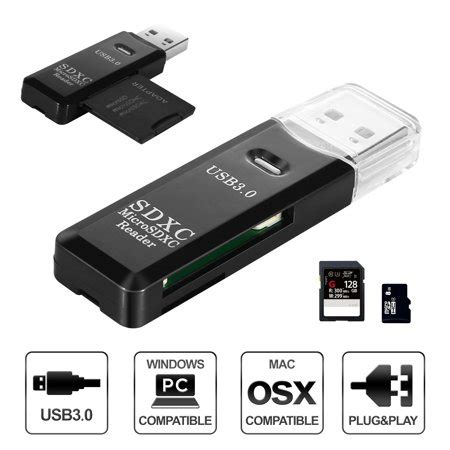 SD/Micro SD Card Reader Portable USB 3.0 Memory Card Reader Adapter for Mac, Windows, Linux ...