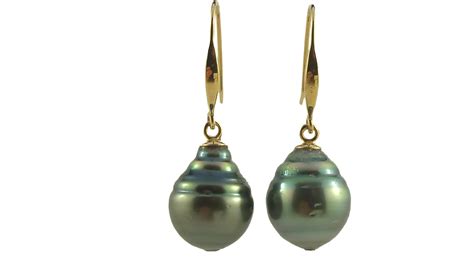 Tahitian Pearl Earrings set on 9ct yellow gold hooks. Handmade in Australia | Pearl earring set ...