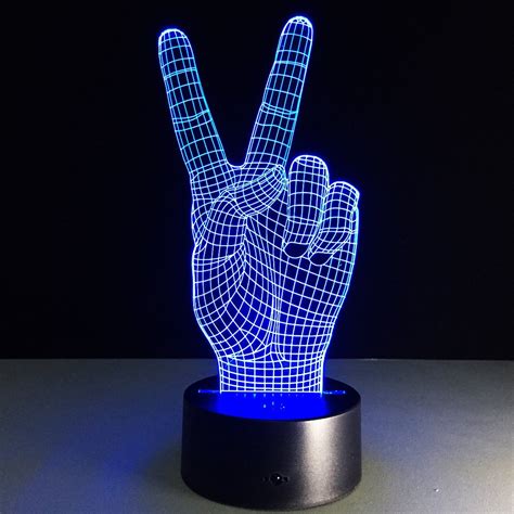 3D Optical Illusion LED Hologram Victory Hand Lamp - New Tech Store