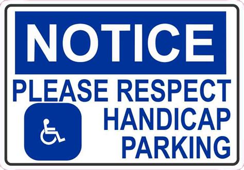 5in x 3.5in Notice Handicap Parking Sticker Vinyl Car Sign Decal Stickers - StickerTalk®