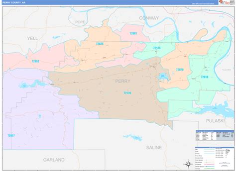 Perry County, AR Wall Map Color Cast Style by MarketMAPS - MapSales