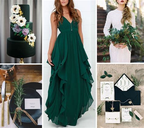 Hunter Green, Black, & Ivory Wedding Inspiration | Hunter green wedding, Hunter green bridesmaid ...