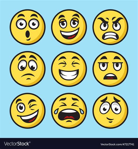 Emoticon emoji set pop art Royalty Free Vector Image