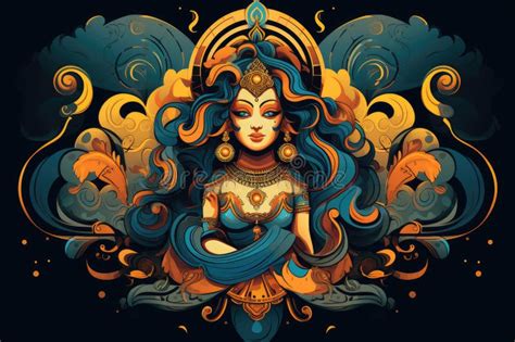 Indian Mythology Symbols and Deities in Abstract Style Abstract ...